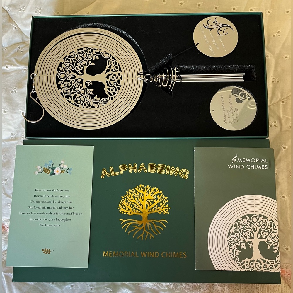 Alpha Being Memorial Wind Chimes. New in Box.
